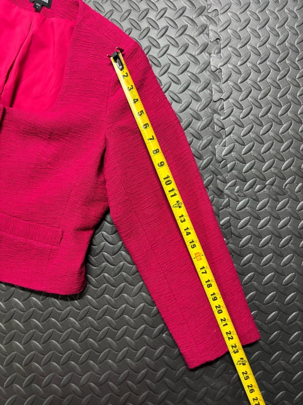 Express Pink Cropped Blazer Jacket Textured Gold Button XL - Picture 12 of 12